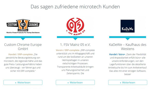 Kundenreferenzen auf der Startseite | microtech.de